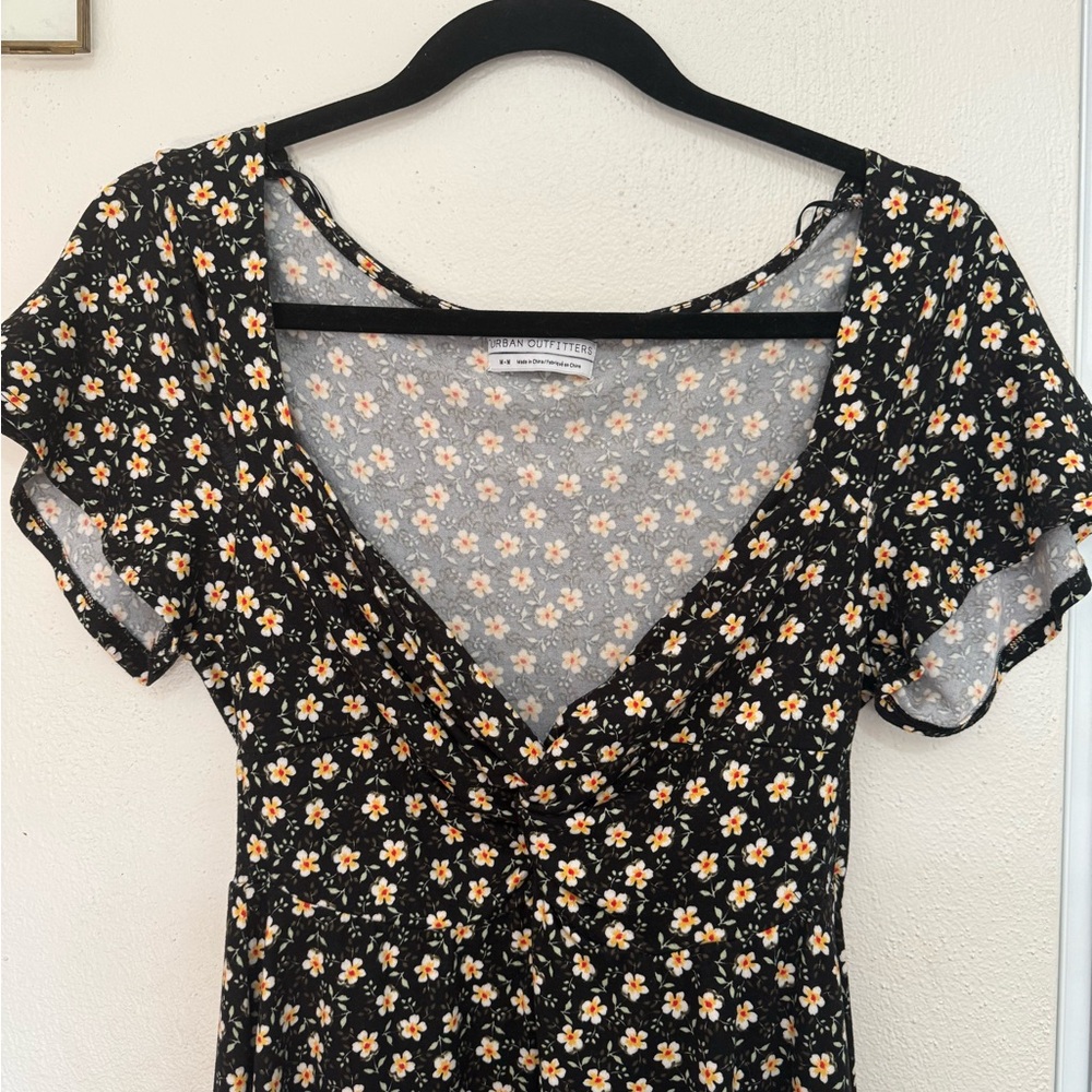 Urban Outfitters deep V neck floral romper